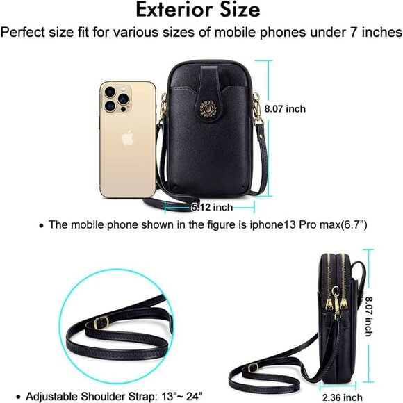 Small Crossbody Bags for Women, Leather RFID Cell Phone Purse, Trendy Travel Cro - Picture 4 of 6